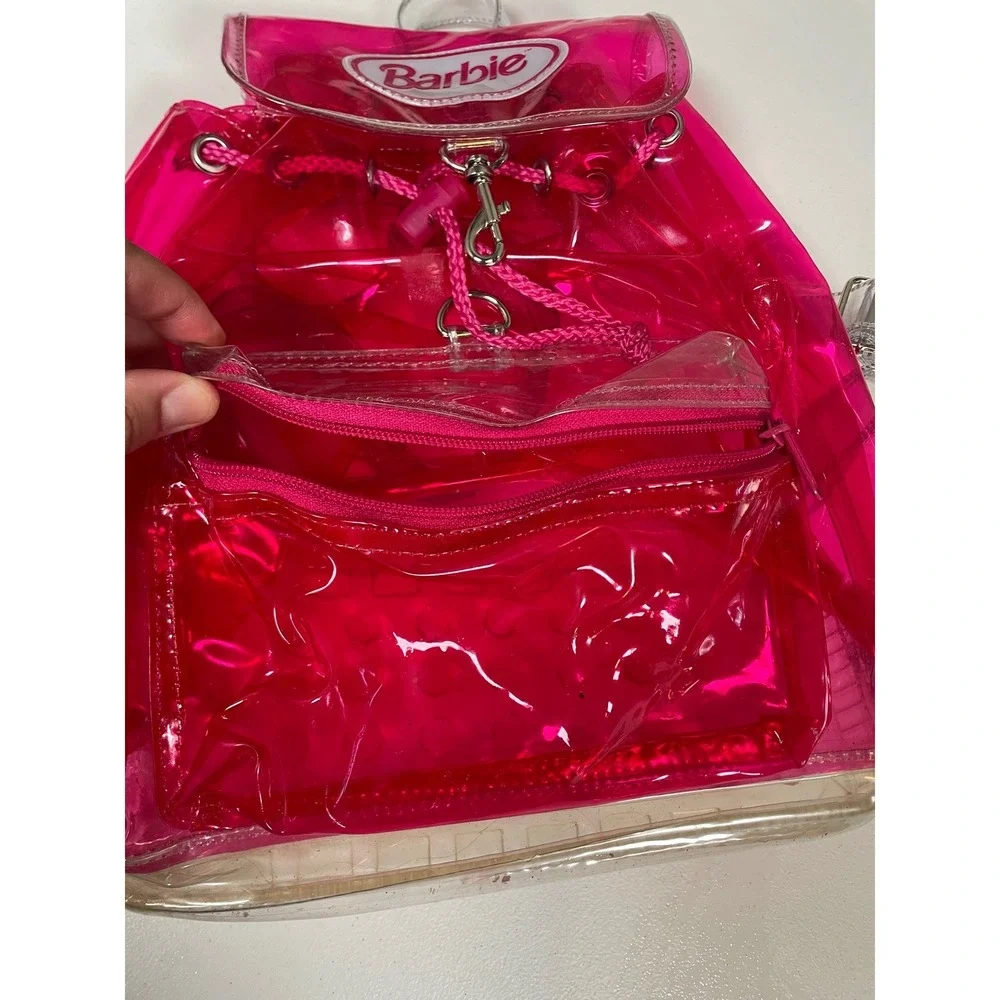 Vintage 1999 Barbie Mini Backpack Clear PVC Pink Mattel Kids Girls
